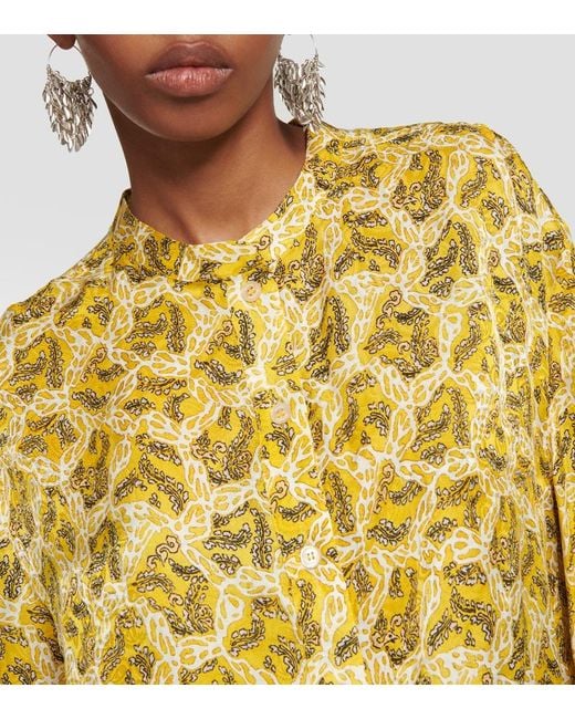 Isabel Marant Yellow Leidy Printed Satin Blouse