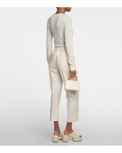 Jil Sander Natural High-Rise Cotton Pants