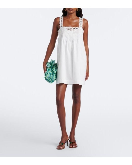 Posse White Veda Crochet-Trimmed Cotton Minidress