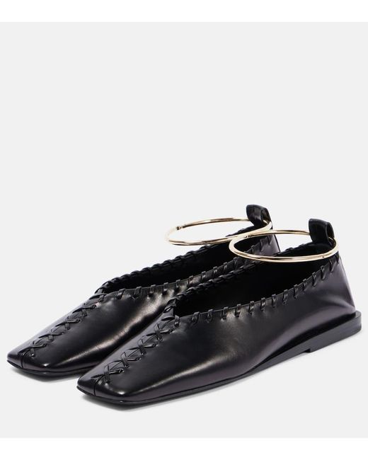 Jil Sander Black Leather Ballet Flats