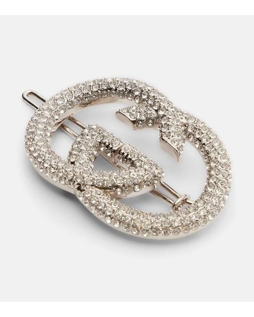 Gucci Metallic Interlocking G Embellished Barrette