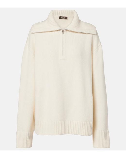 Loro Piana White Parksville Cashmere Sweater