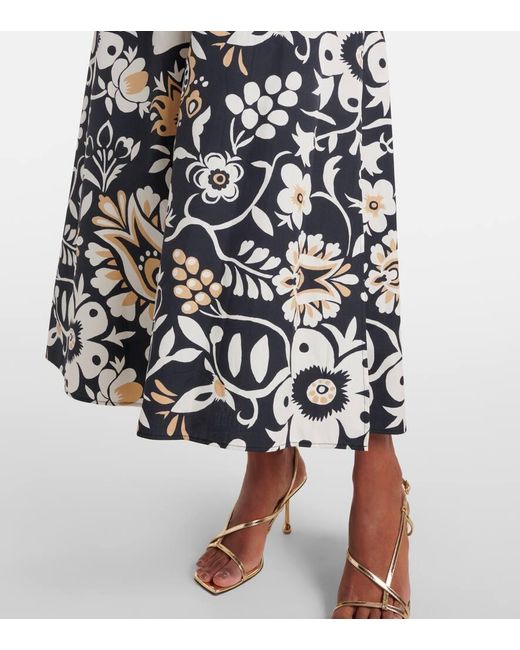 LaDoubleJ Black Breakfast Ruffled Cotton Poplin Midi Dress