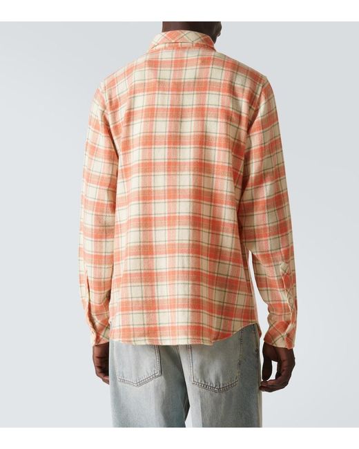 God's True Cashmere Pink Plaid Cashmere Shirt for men