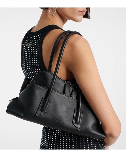 The Attico Black La Passeggiata Small Leather Tote Bag