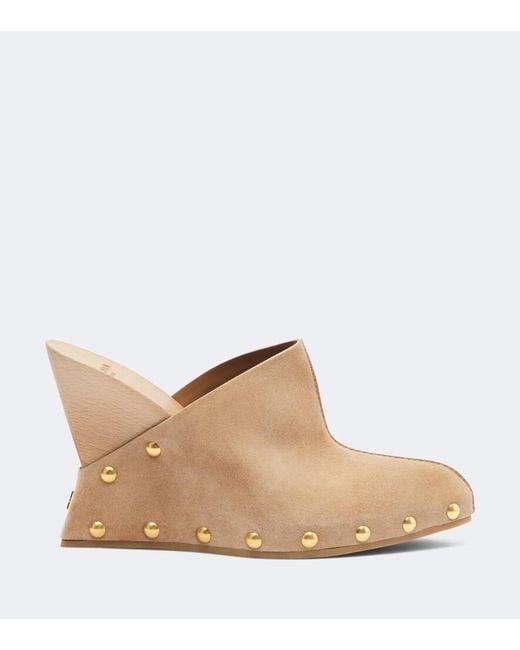 Balmain Natural Suede Wedge Clogs
