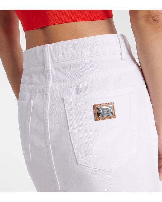 Dolce & Gabbana White Denim Miniskirt