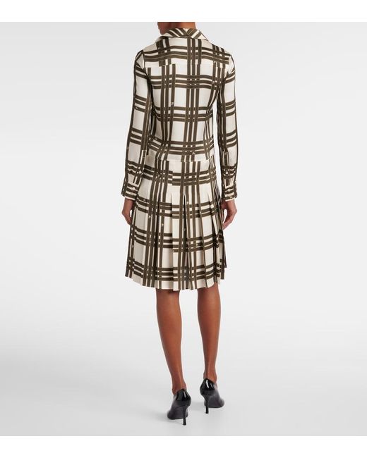 Burberry White Ribbon Check Silk Shirt Dress