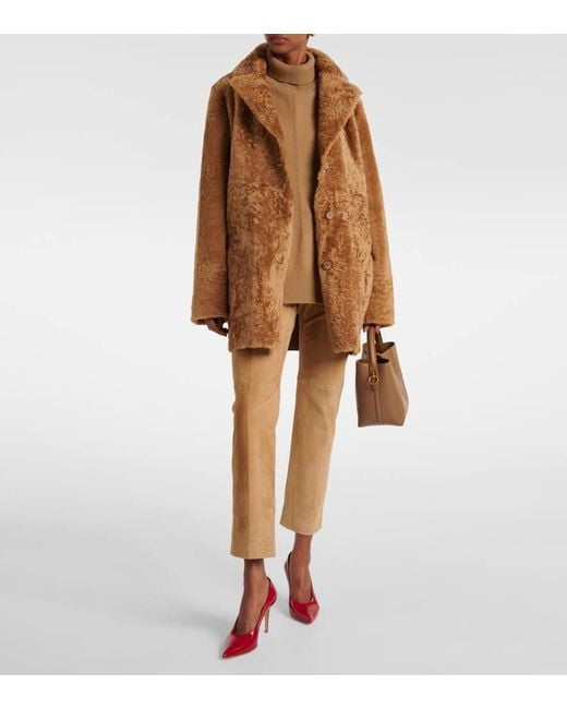 Joseph Natural Coleman Cropped Suede Straight Pants