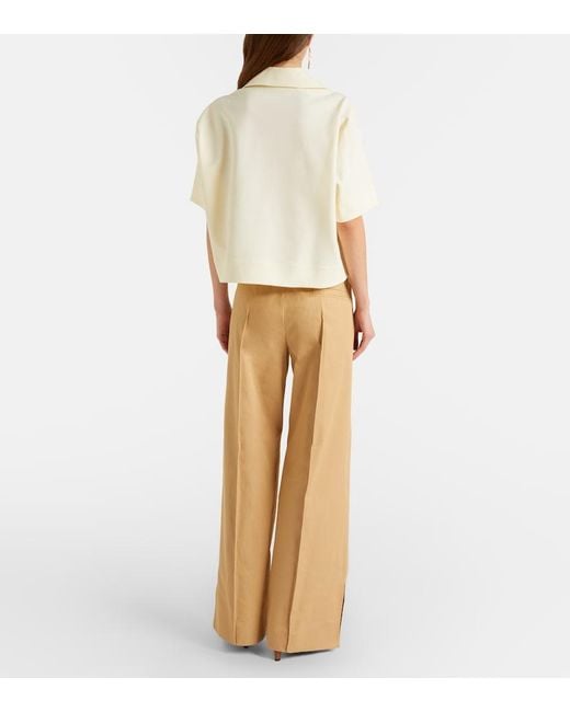 Jil Sander Natural Cotton Drill Wide-Leg Pants