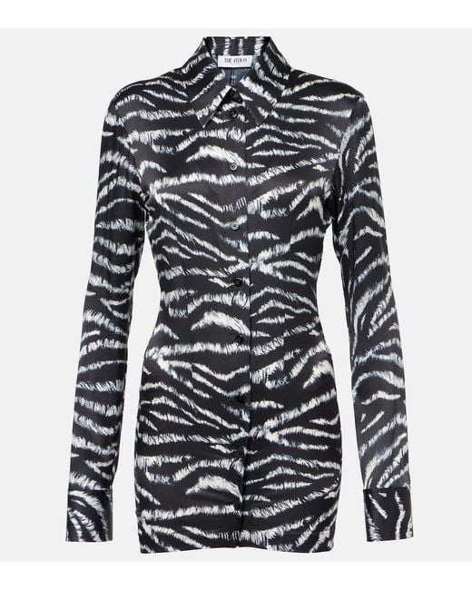 The Attico Black Zebra-Print Satin Shirt