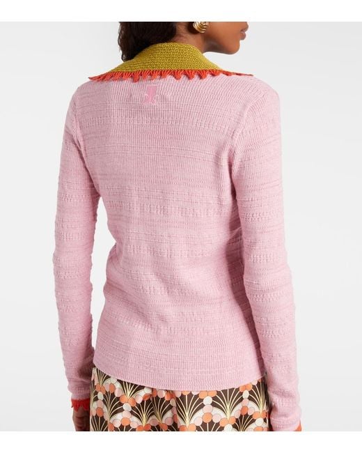 LaDoubleJ Pink Picket Cotton And Wool Sweater