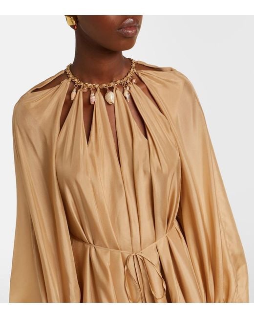 Zimmermann Natural Mahon Embellished Silk Maxi Dress