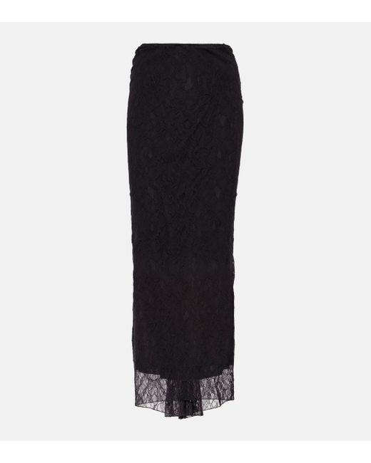 Dolce & Gabbana Black Low-rise Lace Maxi Skirt