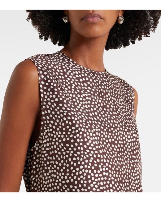 Asceno Brown Sintra Polka-Dot Silk Twill Minidress