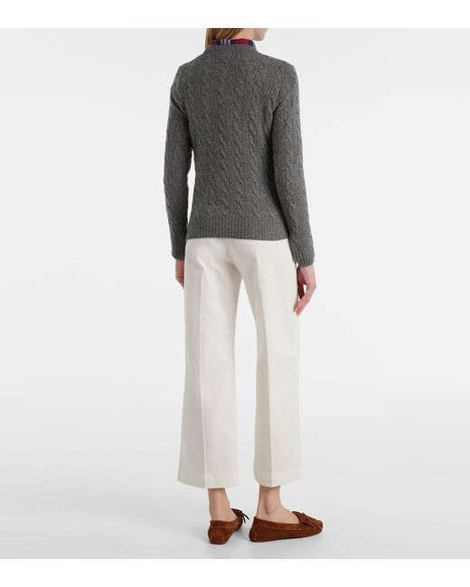 Polo Ralph Lauren Gray Cable-Knit Wool And Cashmere Sweater