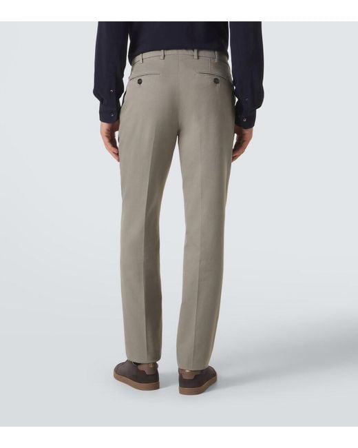 Brunello Cucinelli Gray Cotton Slim Pants for men
