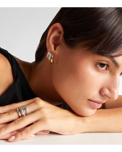 Pendientes De Aro Dy Mercer De Oro De 18 Ct Y Plata De Ley Con Diamantes David Yurman de color White