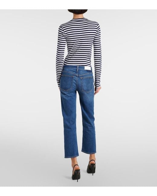 Re/done Blue Stove Pipe Mid-Rise Straight Jeans