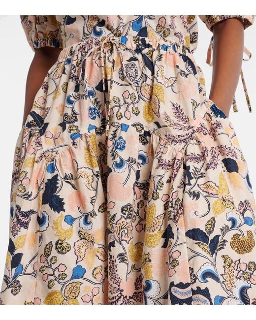 Falda Larga Rosen De Algodon Floral Ulla Johnson de color Natural