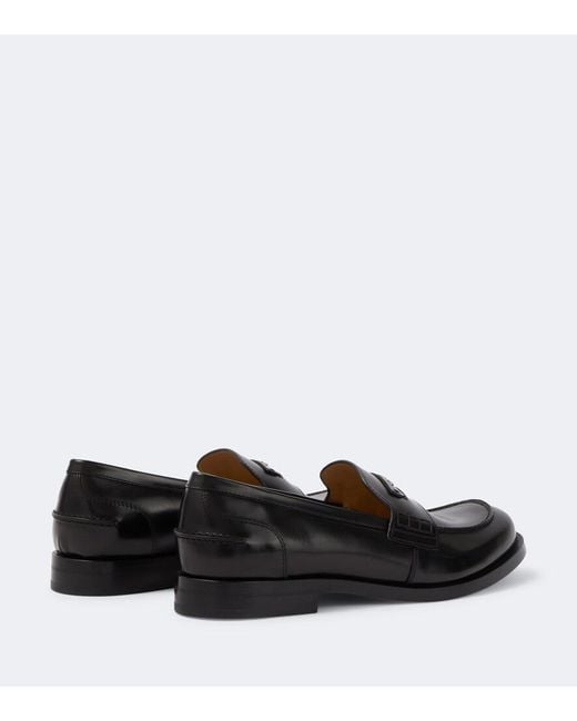Fendi Black Ateneo Leather Penny Loafers for men