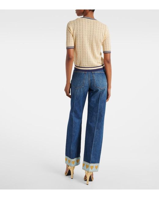 Valentino Natural Cable-Knit Linen-Blend Cardigan