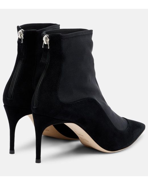 Malone Souliers Black Elisa 70 Suede-Trimmed Ankle Boots