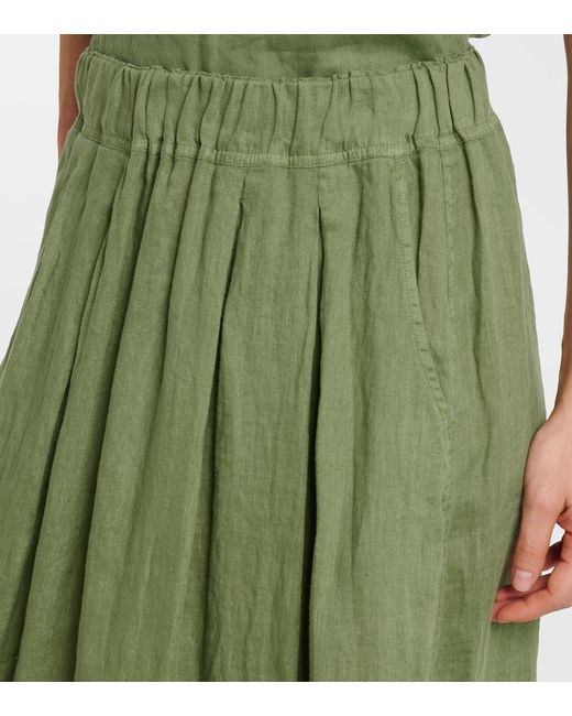 Velvet Green Linda Linen Midi Skirt