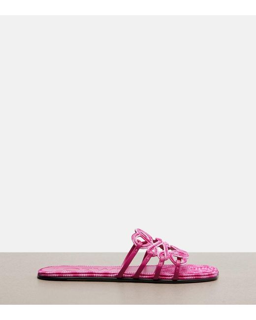 Loewe Pink Paula's Ibiza Petal Anagram Canvas Slides
