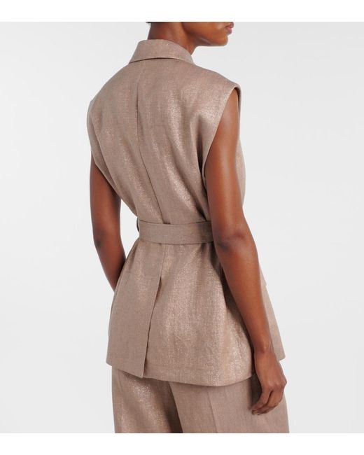 Brunello Cucinelli Natural Belted Linen-Blend Vest