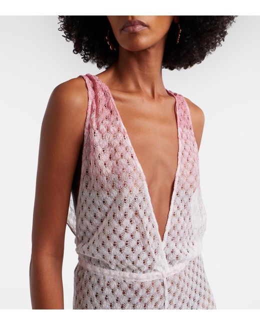 Missoni White Open-Knit Lame Jumpsuit