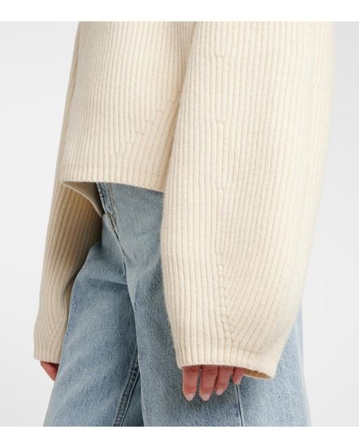 Totême  Natural Wool Blend Ribbed Knit Jersey