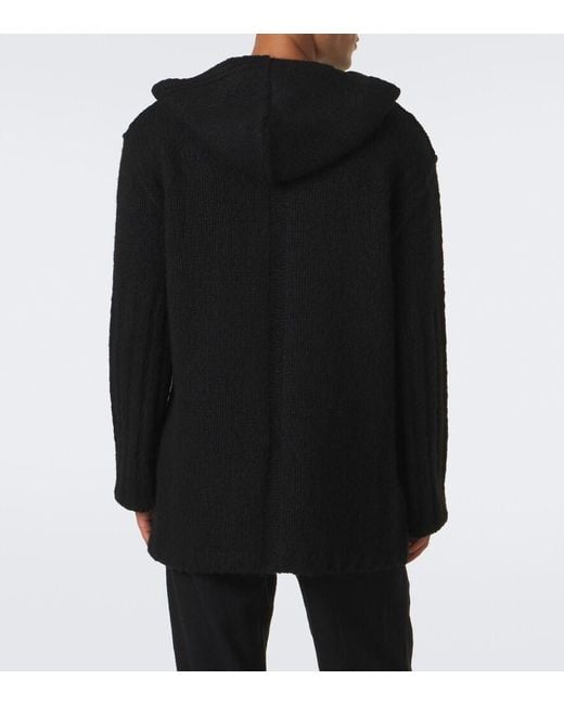 Rick Owens Black Hooded Cashmere And Silk Sweater for men