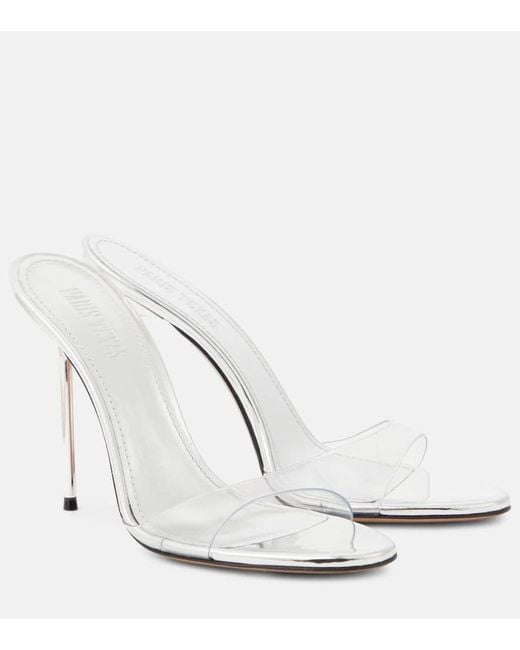 Paris Texas White Lidia 105 Pvc And Leather Mules