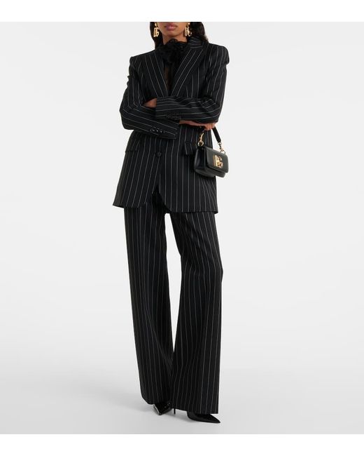 Pantalones de lana virgen con raya diplomatica Dolce & Gabbana de color Black