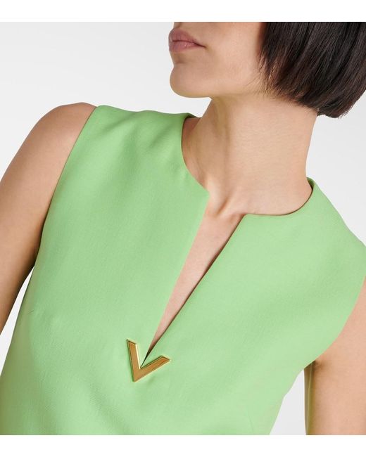 Vestido corto de Crepe Couture con VGold Valentino de color Green