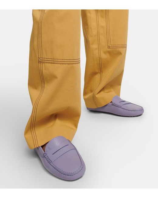 Tod's Purple Gommino Leather Loafers