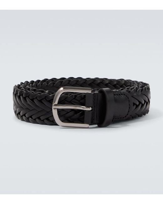 Giorgio Armani Black Braided Leather Belt for men