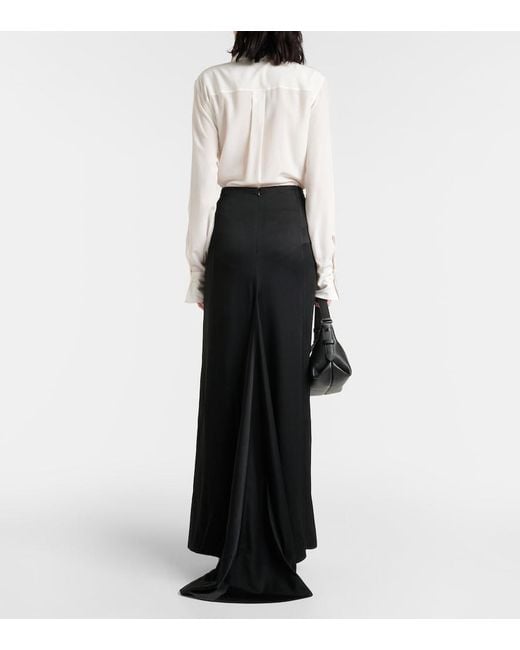 Brunello Cucinelli Black Satin Maxi Skirt