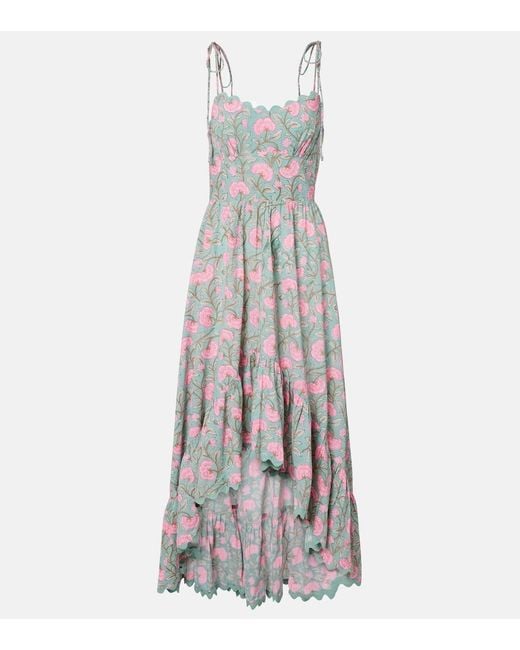 Juliet Dunn White Floral Cotton Midi Dress