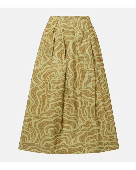 Dries Van Noten Green Printed Midi Skirt