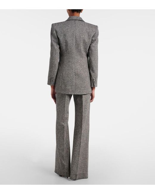 Pantalones Anchos En Mezcla De Lana De Tiro Alto Valentino de color Gray