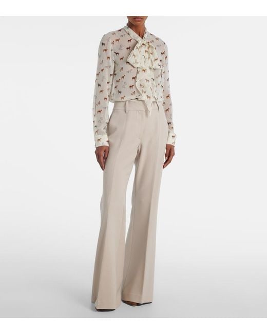 Gabriela Hearst Natural Shildon Tie-Neck Silk Blouse