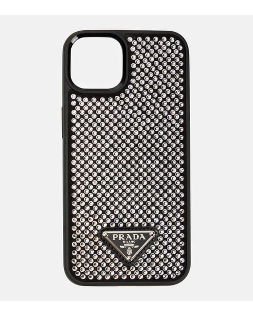 Prada Black Crystal-embellished Iphone 13 Case
