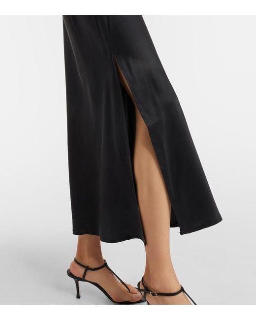Asceno Black Salina Silk Charmeuse Maxi Dress