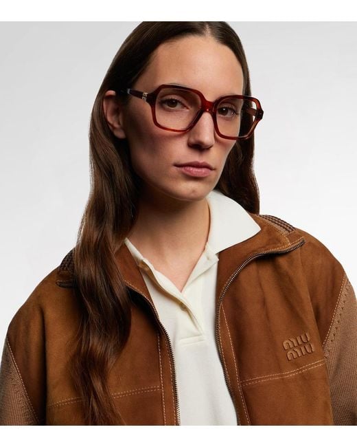 Miu Miu Brown Logo Square Glasses