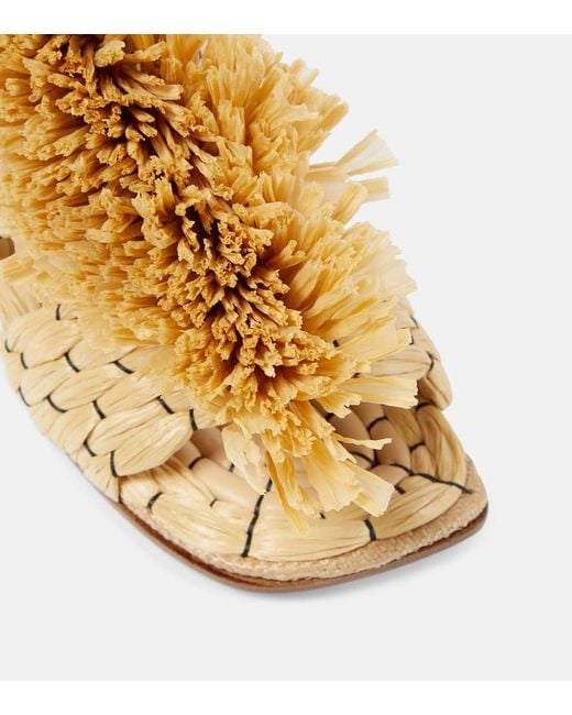 Dries Van Noten Metallic Raffia Espadrille Slides