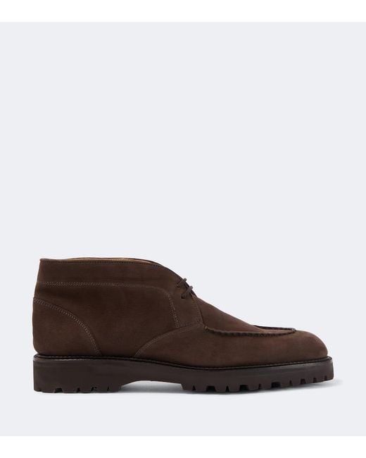 John Lobb Brown Suede Desert Boots for men