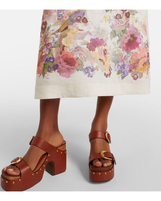 Zimmermann White Alchemy Floral Linen Midi Dress