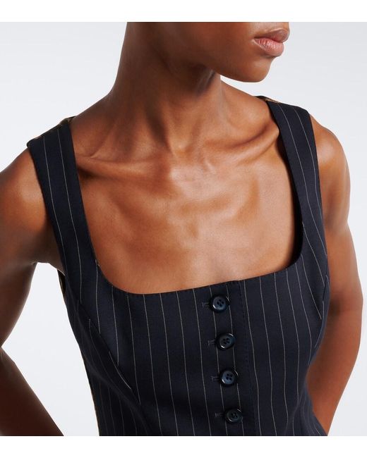 Dolce & Gabbana Black Pinstriped Wool-Blend Vest